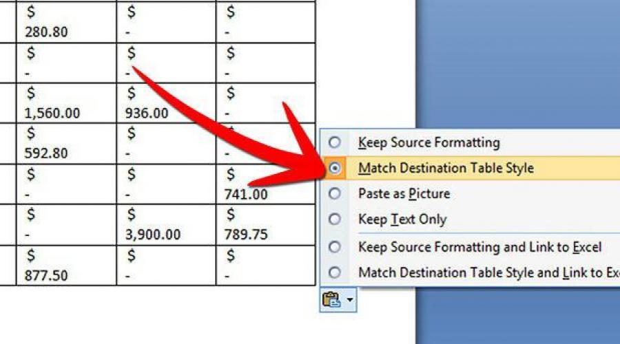 Kako kopirati tablicu iz Excela u Word.  Kako uvesti podatke iz Excela u Word